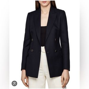 REISS   Ledbury Double Breasted Wool Blend Jacket In Navy Brand New Sz10